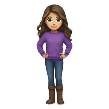 winter, christmas, hispanic, long brown hair, girl, brown eyes, child, full body, purple sweater sticker