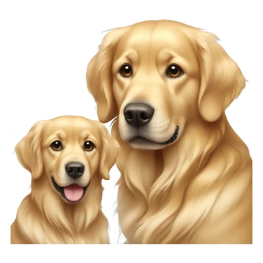 2 golden retrievers. 1 is taller and skinnier. The other is more normal size with lighter hair sticker