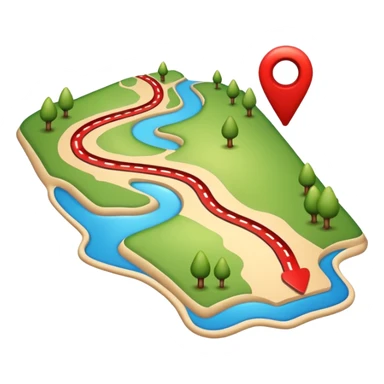 Create a realistic emoji of a map with a red route  sticker