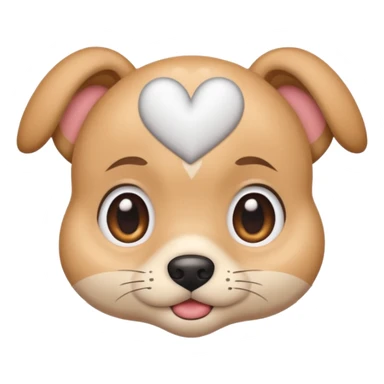 Puppy eyes with mad eyebrows and hearts around emoji sticker