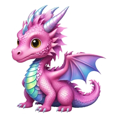 Feathery baby pink dragon sticker