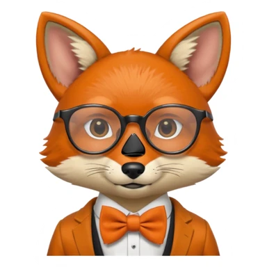 Fox with round glasses and bow tie. sticker