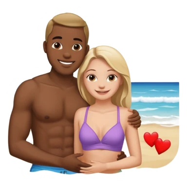 Black man white girl in love on beach  sticker