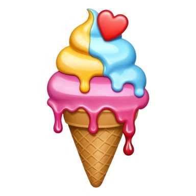 heart with summer ice cream sticker