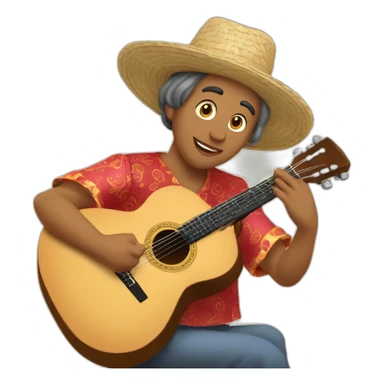 gitano tocando la guitarra con dos enanos vestidos de flamenca sticker