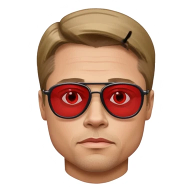Brad Pitt, wearing dark glasses with red lenses, very serious sticker