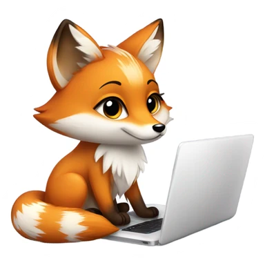 detailled kawaii fox on laptop sticker