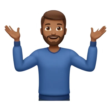 A man with brown hair and beard with his arms open wide waiting for a hug sticker