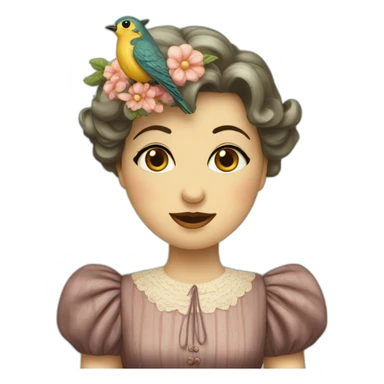 Cuckoo bird wearing a vintage dress sticker