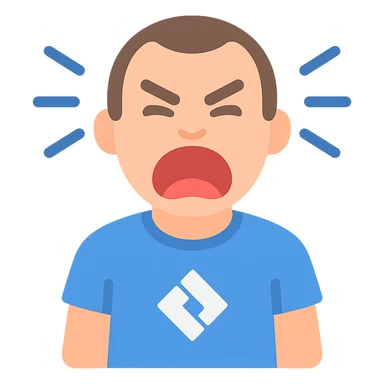 screaming IT guy wearing an Atlassian Jira t-shirt, colored icon sticker