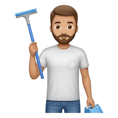 Guy with very short beard doing house chores sticker
