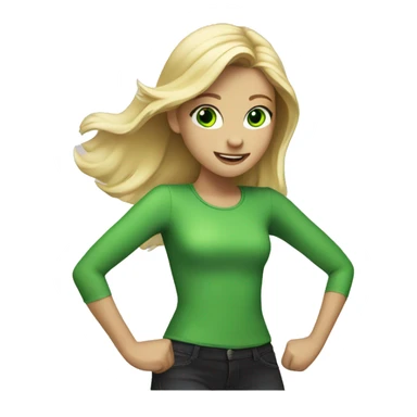 Girl with blonde hair and green eyes dancing sticker