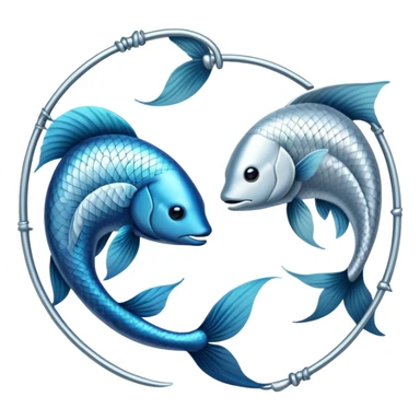 The zodiac symbol Pisces. Two fish in a “yin-yang” formation. One fish’s head is facing the other fish’s tail, and vice versa forming a hoop sticker