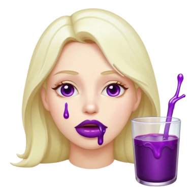 Women with dripping from her mouth after eating an eggplant sticker
