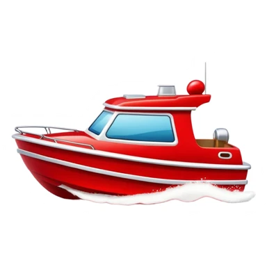 Small red motorboat on waves sticker