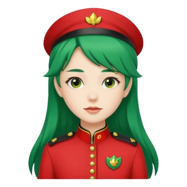 green haired scout girl with red uniform and long hair sticker