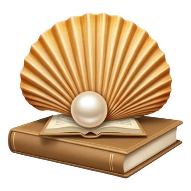 Open beige shell with pearl and beige books sticker