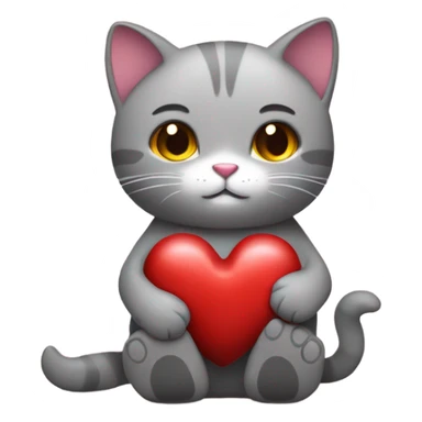 cat hugs toy heart sticker