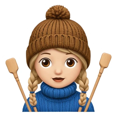 Knitted hat with knitting needles sticker