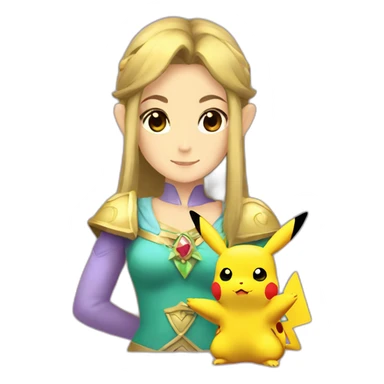 Princess Zelda cuddling a pikachu sticker