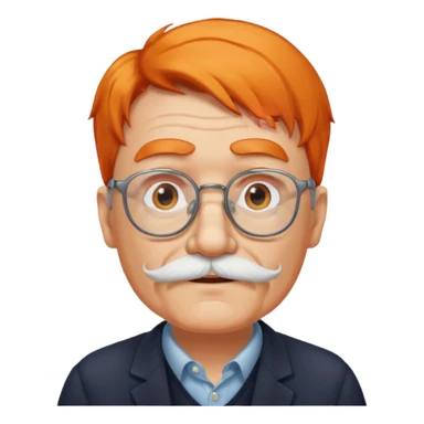 old man, orange hair, white mustache, wearing glasses sticker