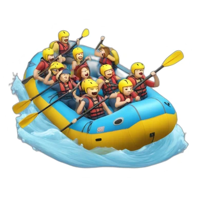8 personas haciendo rafting en un rio sticker