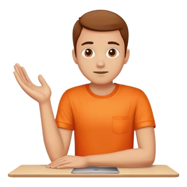 человек в оранжевой майке опирается руками будто о стол sticker