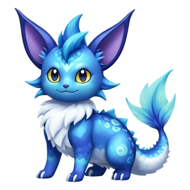Nebulae Noibat-Vaporeon-Meowstic-Fakémon-hybrid-creature (full body)  sticker