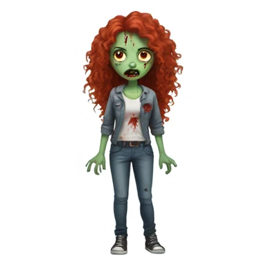 Zombie girl with hands and with long red curly hair sticker