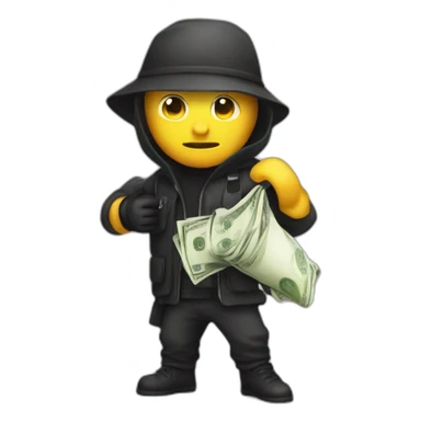 robber with a bag of money sticker