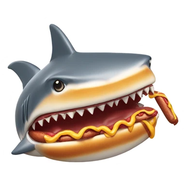 Shark eating a hotdog sticker