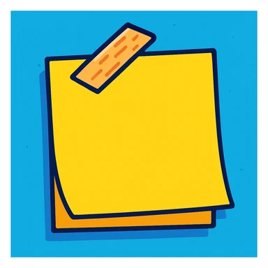 cartoon style note paper with transparent adhesive tape holding it sticker