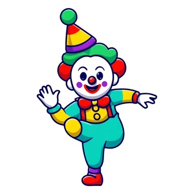 a clown with colorful makeup juggling sticker