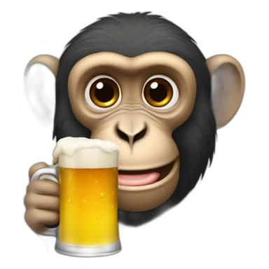 Monkey drinking beer sticker