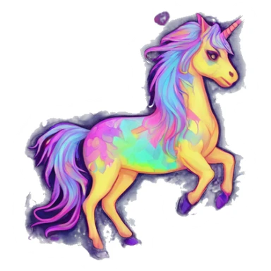 Trippy patchwork glass Zombie Pegasus unicorn psychedelic flowers floral groovy art neon rave raving sticker