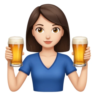 Brunette holding two beers sticker