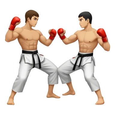 Round emblem symbolizing striking martial arts. The emblem features two fighters in dynamic stances, one delivering a powerful punch while the other defends with a block. In the center, a stylized fist and foot crossed to represent the essence of striking.  sticker