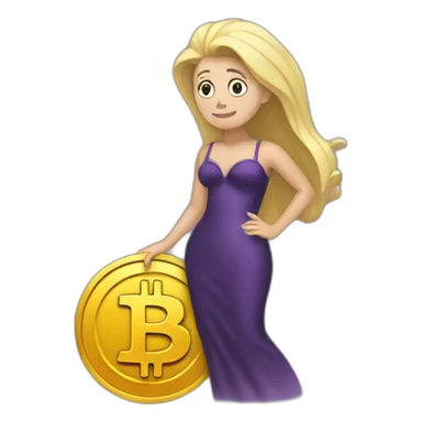 Ursula carring a Bitcoin sticker