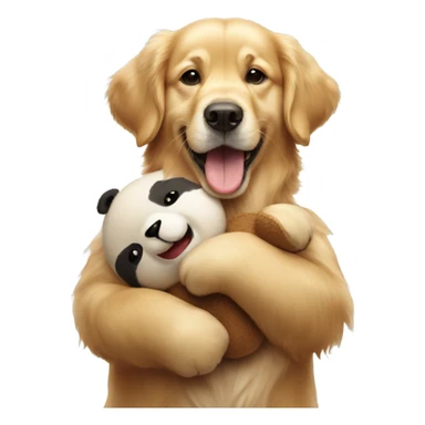Golden retriever holding panda teddy sticker
