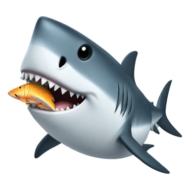 shark with long black hair wearing sunglasses and eating a fish sticker