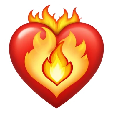 red heart, fire inside heart sticker