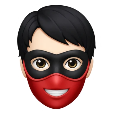 Akira persona 5 in a sleek black mask, playful eyes showing sticker