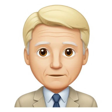 White older guy with blonde hair being hired for a job sticker