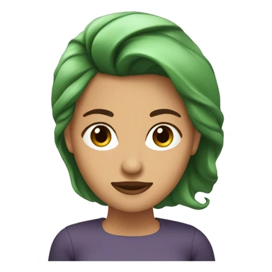 Mujer aburrida con pelo café ojos verde fuerte  sticker