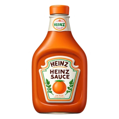 Heinz sauce brand bottle, fat bottle, orange color sticker