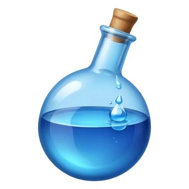 FANTASY MAGIC MANA BLUE POTION TILTED TO THE LEFT IN A CIRCLE BOTTLE very glossy sticker