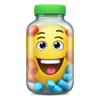 vitamin bottle with excited face sticker