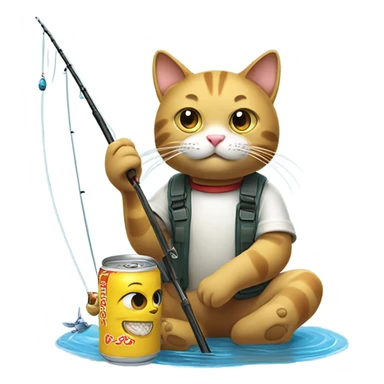 cat going fishing drinking beer sticker