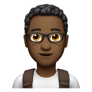 3d avatar, black middle parted hair, medium tone skin, round face, dark chocolate eyes sticker