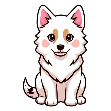White Shepard with beautiful Brown eyes and a Pink nose sticker